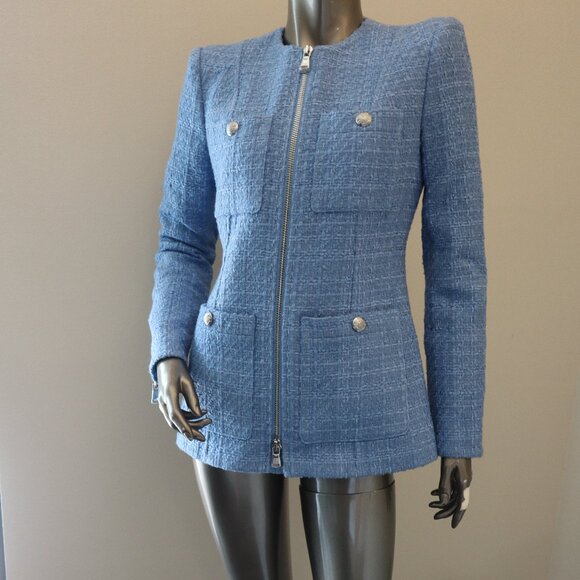 Veronica Beard Agni Dickey Jacket Skylight Tweed Zip Jacket Fit is LG New Tags - Picture 6 of 10